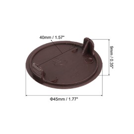 QUARKZMAN Pack of 10 Hinge Hole Covers, 40 mm (1-9/16 Inch) Diameter, Plastic Hole Cover, Round Flat Caps for Furniture, Cabinet, Cabinet, Brown