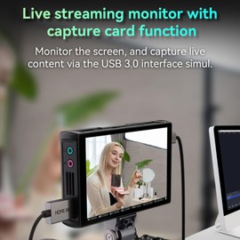 PortKeys PL5 5.4" 4K HDMI Touchscreen Video Monitor, 500nit Camera Field Monitor Live Streaming Capture Card Monitor, Vertical Shooting Stretch, 360° Color Grader USB 3.0 Interface Simul for Streaming