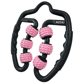 MZDXJ Upgraded Fit Roller Pro, 6-Wheel Fascia Muscle Roller,Massage Roller for Deep Tissue Massage, Muscle Soreness Relief, Thigh, Calf, Arm, Shoulder Cellulite Reduction(Black-Pink)