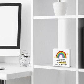 Thank You Gifts, Cute Rainbow Wooden Box Sign, Thank You Gift Appreciation Gifts for Women Best Friend Teacher Mom Wooden Plaque Sign Living Room Bedroom Home Desk Table Shelf Decor Christmas