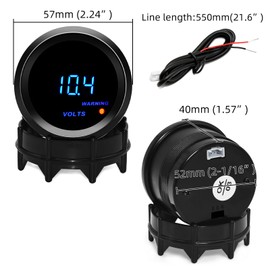 MAIMEIMI 2" 52mm Voltage Gauge Digital Blue LED Volt Meter for 12V Car AUTO (Black)