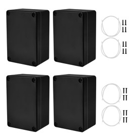 DAIRYCOF Junction Box Waterproof 4 Pieces Plastic Housing 100 x 68 x 50 mm Black IP65 Waterproof Junction Boxes Weatherproof