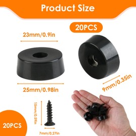 Rubber Feet for Garden Furniture 20 Packs 1 Inch 25mm Non Slip Bumper Round Black Rubber Pads Floor Protectors for Garden Furniture Chopping Board Chair Feet Ladders Cabinet Couches