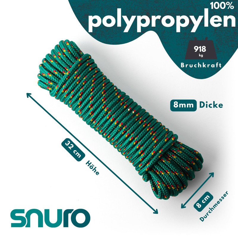 SNURO Polypropylene rope (8 mm, 20 m) - rope with