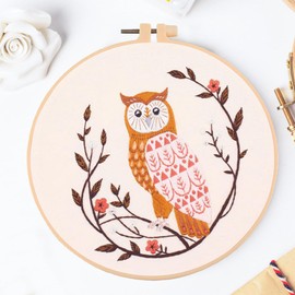 Huacan 3 Set Embroidery Starter Kit with 3D Embroidery Cloth, Embroidery Hoop, Threads, Needles, and Instruction for Beginners and Adults