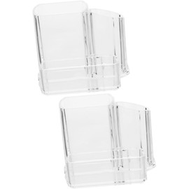 2pcs Three Hole Pen Holder Drawer Silverware Organizer Cutlery Portable Makeup Brush Holder Make up Brush Holder Lip Liner Organizer (transparent, 13.4 * 9.6 * 10.8cm)