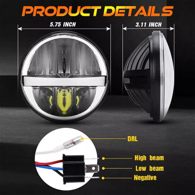 Mayello Upgrade for Ford Galaxie 500 1962-1974 4pcs 5.75" Round