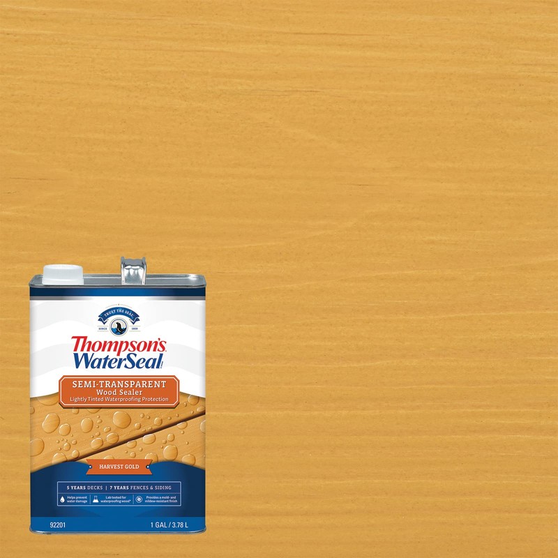 Thompson’s WaterSeal Semi-Transparent Waterproofing Wood Stain and Sealer, Harvest Gold,