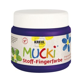 KREUL Mucki 28110 Luminous Fabric Finger Paint 150 ml in Purple, Water-based, Paraben-Free, Gluten-Free, Lactose-free and Vegan, Ideal for Use with Fingers and Hands