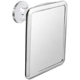 MIRRORVANA Espejo de ducha sin niebla para afeitarse con succión mejorada, diseño antivaho doble, superficie inastillable y giro de 360°, 8 x 7 pulgadas, cromo