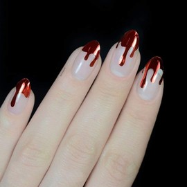 Whats Up Nails - Dripping Flames Chrome Nail Art Design Stickers (Red)