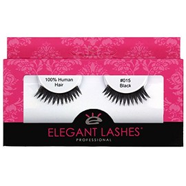 Elegant Lashes #015 Black - Professional 100% Natural Human Hair False Eyelashes (1 Pair)