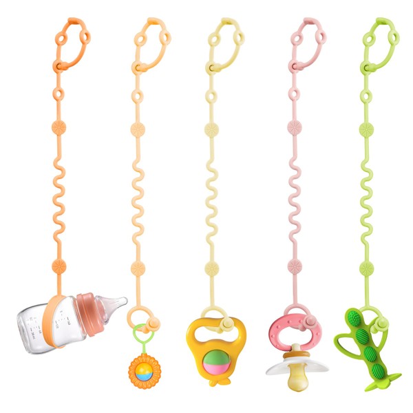 LittleHugs Toy Straps for Baby, 5pcs Adjustable Toy Holder for