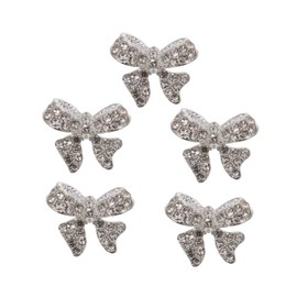 Healvian 5pcs Bow Nail Charms Nail Art Accessories Elegant Manicure Jewelry Shiny Rhinestone Ornaments Safe and for Use