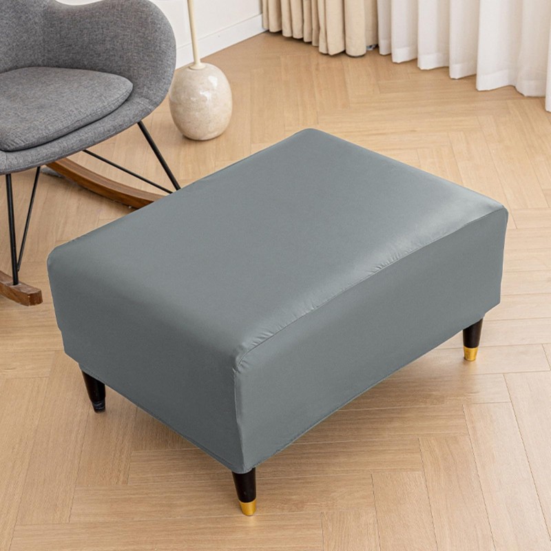 Aunite PU Leather Ottoman Cover,Waterproof Rectangle Footrest Covers,Stretch Soft Ottoman