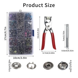 Luabue 260 Sets Press Studs Kit 10 Colours Press Studs with Pliers Metal Press Studs Without Sewing for DIY Crafts Children's Clothing Bags Handmade