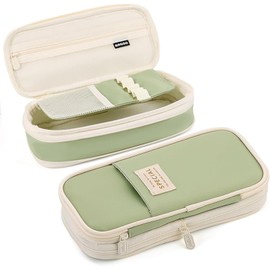 Aesthetic Pencil Case Expandable Pencil case with Compartments Large Capacity Special Pencil Case Pencil Bag Pouch for Girls Kids Teenage Portable School Stationery Organizer Makeup Bag, Green