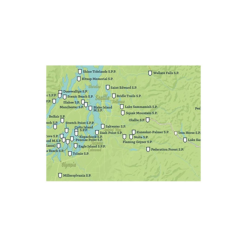 Best Maps Ever Washington State Parks Checklist Map 18x24 Poster