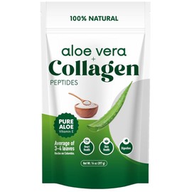 Natural Pulp Real Aloe Vera with Collagen Peptides, 14 oz - All Natural Pulp Real Aloe Vera Gel Ready To Use, Soothing Moisturizer for Skin and Hair