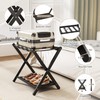 Fully Assembled Black Luggage Rack for Guest Room, Bamboo Folding