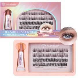 Lash Clusters DIY Eyelash Extensions 42 PCS Clusters Lashes 11-15mm Mixed D Curl Mega Volume Individual Lashes Fluffy Wispy Reusable Thin Band Eyelash Clusters Extensions with Glue DIY at Home(L Size)