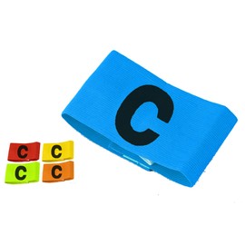 TROTH Captain's Armbands - Adult & Youths Elastic Sports Arm Band - Adjustable Captain Armbands for Football, Soccer, Hockey, Rugby etc. (Blue, Junior (1 Pack))