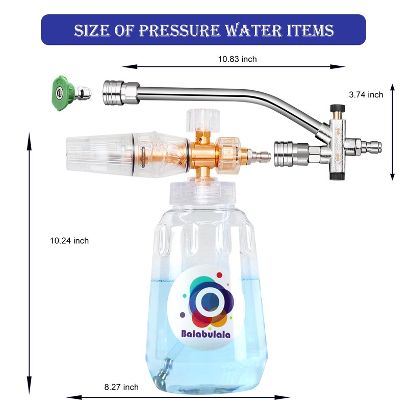 Foam Cannon for Pressure Washer with Dual Connector, Balabulala Car