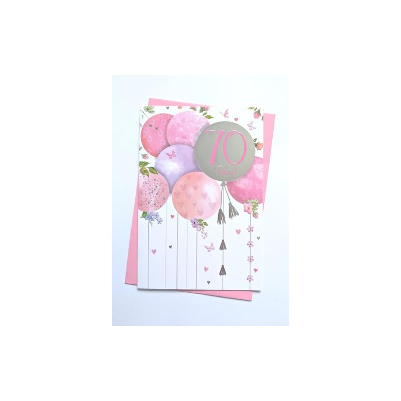 Age 70 Birthday Card - Ladies Female Flowers - Size: