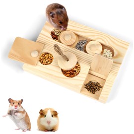 Encuryna Hamster Toy, Guinea Pig Toy, 6 in 1 Wooden Toy for Foraging, Interactive Treat Toy for Bunnies, Chinchilla, Hamsters, Guinea Pigs, Gerbils