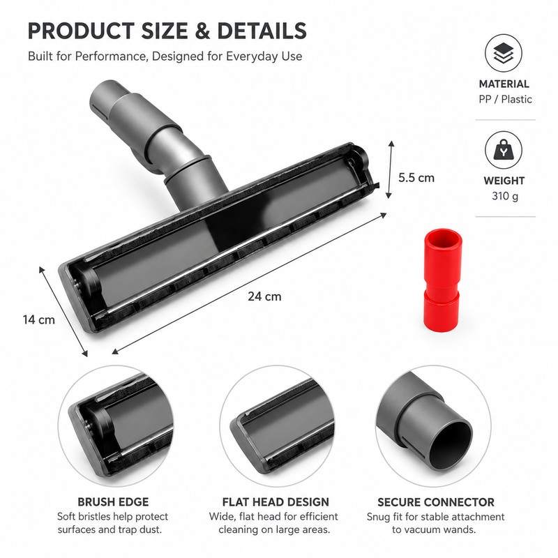 Vacuum Floor Brush Attachment for Hard Floors – Low-Profile Cleaning