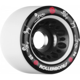 Rollerbones Day of The Dead Pet Series 59mm x 88A Derby White Roller Skate Wheels (4 pk)