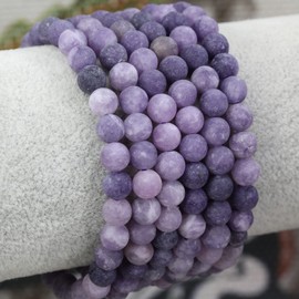 Keleny Natural Matt Lepidolite Lithium Mica 6mm Round Beads Gemstones Rock Crystal Stretch Bracelet 7 Inch Unisex