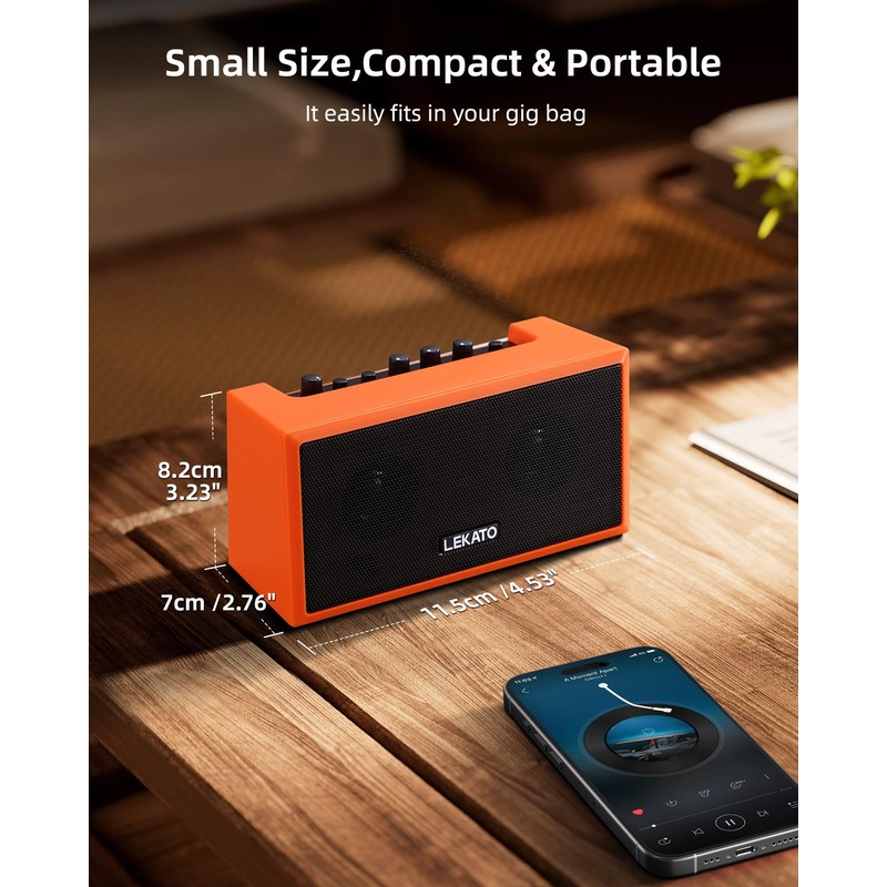 LEKATO Mini Guitar Amplifier with Clean Overdrive Effects 5W Portable