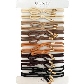 UDeBe 12 Packs Knotted Hair Ties – Hair Elastic Ponytail Holders for Women – No Damage Hair Bands for Thick Hair in Earthy Colors
