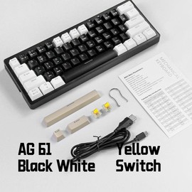 ZIFRIEND AG61 60% Layout Mini Gaming Mechanical Keyboard Wired Customized RGB Backlight/Sidelight White/Black/Blue 3-Pin Hot Swap Silent/Yellow Switches:_Gray with black/brown axis