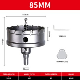 Carbide Hole Cutter Drill Bits,LAIWEI Heavy Duty Hole Saw for Stainless Steel,Metal,Cast Iron, Copper 3-11/32"(85mm)