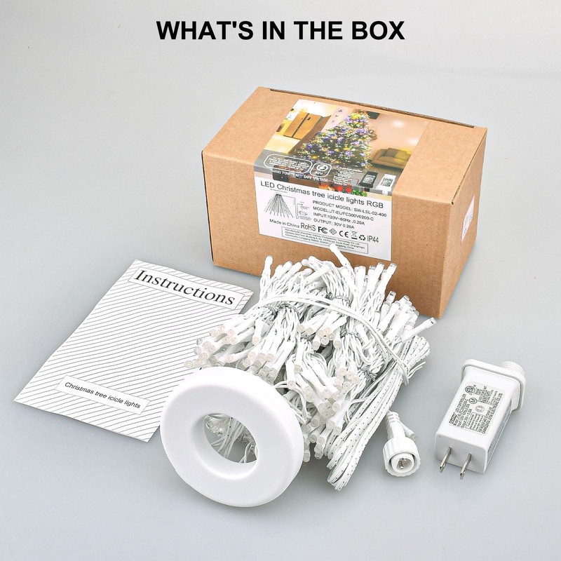 cshare White Christmas Tree Lights, White Wire 400LED Christmas Lights