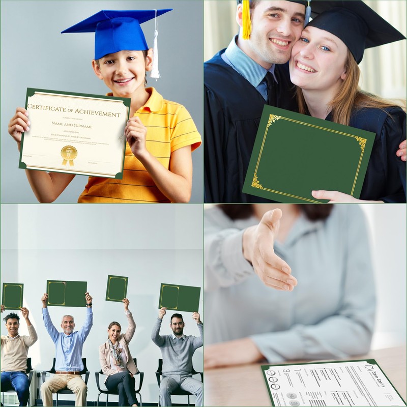 HAUTOCO 50 Pack Certificate Holders, Green Diploma Folders Certificate Covers