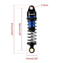 GLOBACT Aluminum Adjustable Shock Damper Oil Shock for ARRMA 1/18 Granite GROM 1/14 Typhon GROM 1/16 Mojave GROM RC Truck Upgrade Parts Replace ARA330806 (Black Blue)