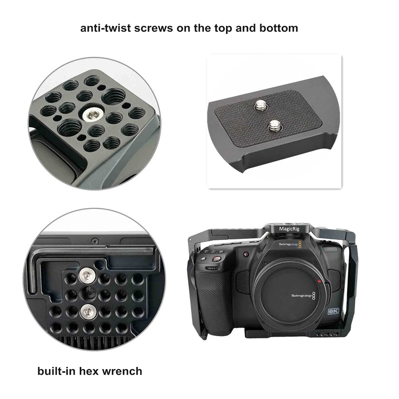 MAGICRIG BMPCC 6K Pro Cage with Top Handle Only for