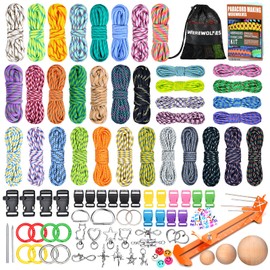 WEREWOLVES Paracord Bracelet Jig Kit - 4MM, 3MM, 2MM Parachute Combo Kit, 10FT Rope Complete Accessories and Paracord Jig Bracelet Maker (Colorful, 10FT-35 Color)