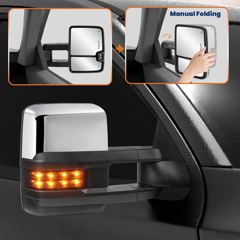 KUIPERAUTO Power Heated Towing Mirrors Compatible for Chevy Silverado Suburban