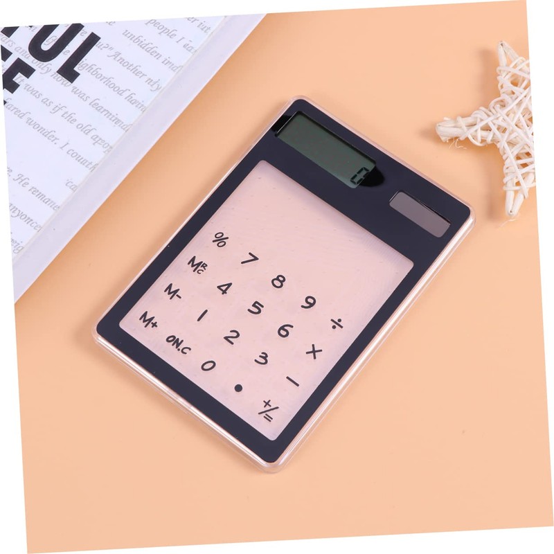Operitacx Portable Transparent Touch Screen Calculator with Solar Power Compact