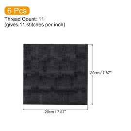 PATIKIL 11 Count Cross Stitch Cloth 8" x 8", 6 Pack Embroidery Cotton Fabric for DIY Needlework, Black
