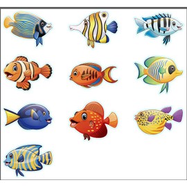 FYSUIMU 10Pcs Ocean Fish Non Slip Bathtub Stickers Waterproof Anti Slip Bathtub Treads Adhesive Bathtub Shower Decals for Bathroom Bathtub Floor