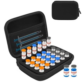 Estuche de péptidos de 3 ml, organizador de péptidos de 30 ranuras con bolsillo de malla, se adapta a botellas de 3 ml, estuche de almacenamiento de péptidos para nevera (solo bolsa)