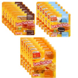 Oscar Mayer Lunch time Party Pack - 6 Lunchables Ham and Cheddar Cheese - 6 Turkey and American Cheese Cracker Stacker - 6 Oscar Mayer Lunchable Cheese Dip and Salsa Nacho- 3 Pack (6 of Each 18 Total)