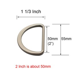 YaHoGa 10PCS Metal D Ring 2 Inch Satin Nickel Plated Non Welded Large Size D-Rings for Buckle Straps Bags Belt (50mm), Satin Nickel, 50mm 10pcs