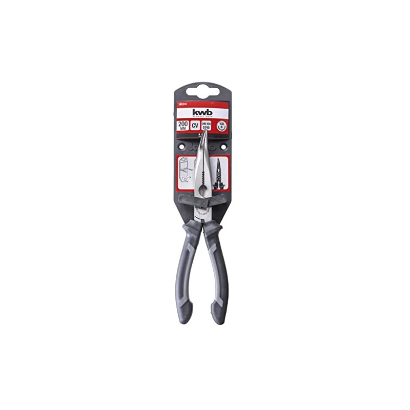KWB Needle Nose Pliers 200 mm Curved Cutting Edges Hardened,