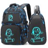 Pawsky Skateboard Anime Luminous Backpack School Backpack with USB Charging